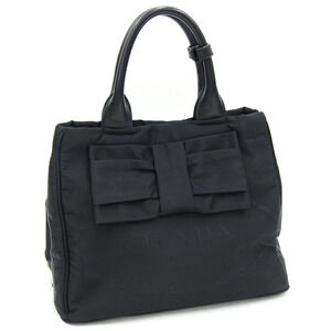 Prada Black Bow Handbag black leather
